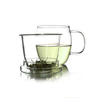 Ensemble de tasses à thé en verre borosilicate de 350 ml et 450 ml, faites à la main, résistantes à la chaleur, pour la maison et le bureau, avec infuseur et poignée