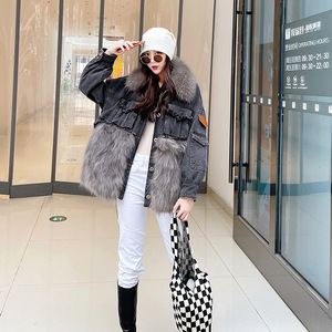 Parka in Denim Invernale con <span class=keywords><strong>Tasche</strong></span>, <span class=keywords><strong>Cappotto</strong></span> Corto in <span class=keywords><strong>Pelliccia</strong></span> Sintetica per Donna - Product Image 4