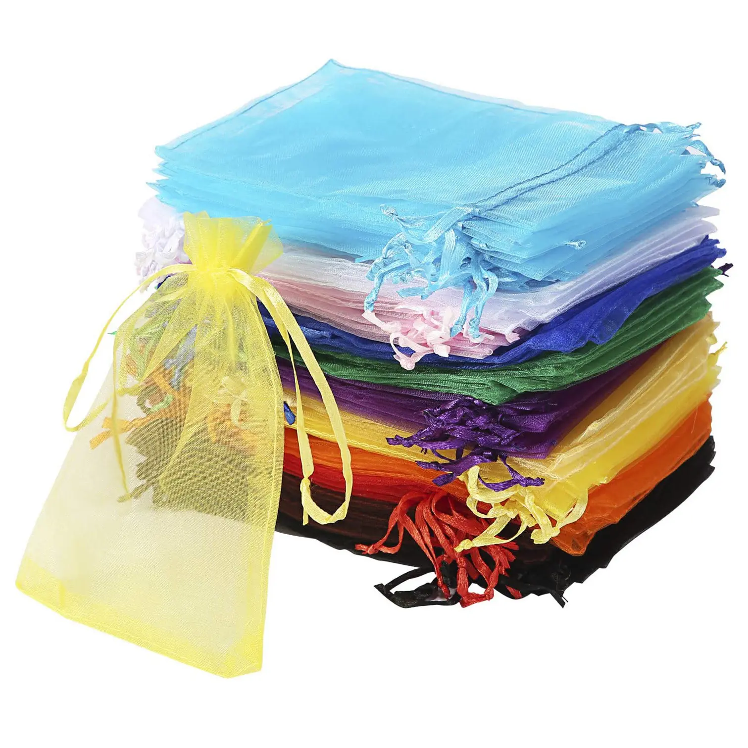 Op Maat Gemaakte Delicate Huwelijksfeest Kerstdag Cadeau Kleurrijke Organza Tas Met Trekkoord Voor Sieraden