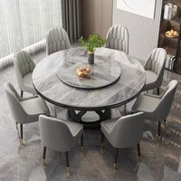 Moderner Italienischer Stil Hochwertiges Minimalistisches Schiefer-Esstisch-Stuhl-Set für den Hausgebrauch Massivholztisch mit Drehbarem Tablett Luxuriös