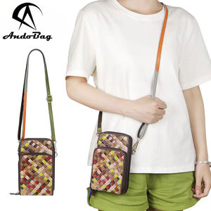 AndoBag Women's <b>Crossbody</b> <b>Phone</b> Bags Small Woven Genuine Leather Shoulder Bag Multi-Color Purse with Adjustable <b>Strap</b> 3226 - Product Image 1