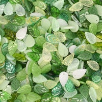 Paquete de 200 piezas de cuentas espaciadoras sueltas de cristal checo de 11x18mm, color metálico, forma de hoja, patrón de hojas verdes transparentes, dijes DIY de cristal