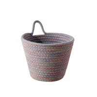 Panier de rangement rond en tissu pliable, moderne et minimaliste, en corde de coton tressée, écologique, pour cosmétiques, jouets, clés, bijoux, articles de toilette