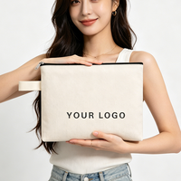Bolsa de Lona con Cierre de Cremallera, Bolsa con Logotipo Personalizado para Archivos de Oficina, Documentos, Almacenamiento de Cosméticos