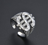 Bague de mariage ajustable en alliage plaqué or, style punk exagéré, motif signe dollar, la plus vendue en gros