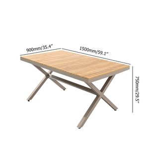 AJUNION Juego de comedor para exteriores de 7 piezas, marco de aluminio, mesa de comedor de madera de plástico, sillones de cuerda tejidos a mano, muebles de comedor de jardín - Product Image 2
