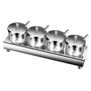 304 Stainless Steel Spice <b>Jars</b> Set With Spoons Airtight <b>Kitchen</b> Condiment Containers Solid Seasonings <b>Storage</b> <b>Jar</b> Combo - Product Image 5