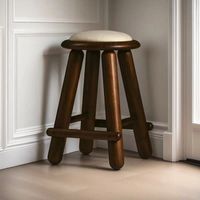 Tabourets de bar modernes au design minimaliste, mobilier de maison, chaise haute en bois massif avec assise en tissu, tabouret de comptoir de bar