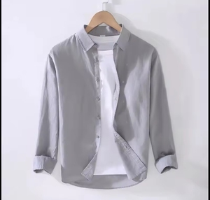 Herren Regular Fit Langarm Baumwollhemd Weiß Business Casual Smart Casual Einfarbig Digital Bedruckt 200g Umweltfreundlich - Product Image 4