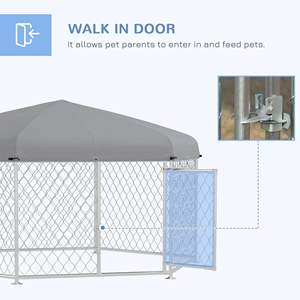 Caseta para perros Db Dog Kennel, hexagonal, para exteriores, 6.9 x 6.1 x 4.9 pies, techo impermeable, puerta con cerradura, para perros medianos - Product Image 3