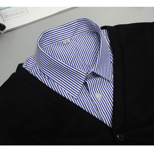 Camisas Elegantes con <span class=keywords><strong>Cuello</strong></span> Chino y Rayas Falsas Desmontables para Hombre - Product Image 5