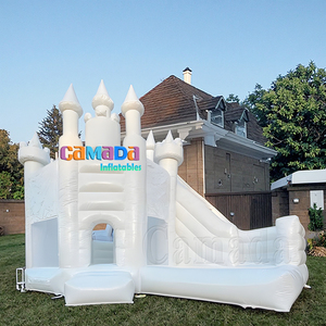 ไฟบ้านเด้งสีขาวแบบเป่าลมพร้อมสไลด์คอมโบสไลด์สำหรับเด็กแบบพกพา - Product Image 5