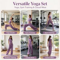 Ensemble de vêtements de sport décontractés 2 pièces pour femme, respirant et à séchage rapide, idéal pour le yoga et la gym, avec devant uni