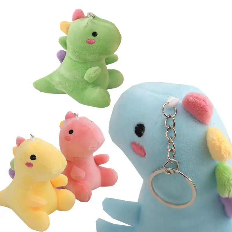 Allogogo 12 cm Cartoon Cute Dinosaur Soft Animal Stuffed Plushie Keychain Custom Keychain Pendants Key Ring Stuffed Animals Toy
