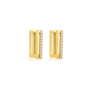 Gold Fashion S925 Sterling Silver Single Row <b>square</b> <b>Diamond</b> High Texture All-match <b>Earrings</b> - Product Image 1