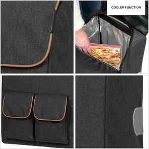 รถเข็นช้อปปิ้งใส่สบายกระเป๋าเก็บความเย็นหุ้มฉนวนสีดำ42ลิตรทนทานพับได้พร้อมที่นั่งรถเข็นช้อปปิ้งมัลติฟังก์ชั่น - Product Image 3