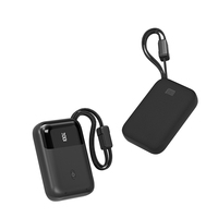 Batterie externe portable intégrée à double câble amovible, charge rapide 22,5 W, 10000 mAh, mini format de poche avec cordon, écran numérique, pour voyage