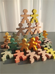 Blocchi di legno giocattoli Set da costruzione sollevamento pesi uomo legno di faggio impilabile bambole Peg per bambini gioco educativo - Product Image 2