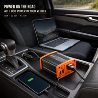 Convertisseur de puissance automobile 150W en gros, DC 12V vers 110V, prise standard américaine, chargeur rapide USB-C pour voyages en voiture et camping
