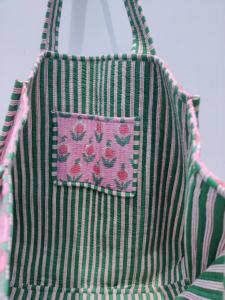 Hand-Printed Reversible Floral Quilted Cotton Grocery Shopping <b>Bags</b> Custom Pattern Reusable and <b>Sturdy</b> for Gifts or Travel - Product Image 5