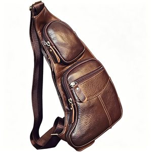 Sac à bandoulière vintage en cuir pour homme, sac à dos <span class=keywords><strong>de</strong></span> poitrine, sac à dos <span class=keywords><strong>de</strong></span> jour - Product Image 1