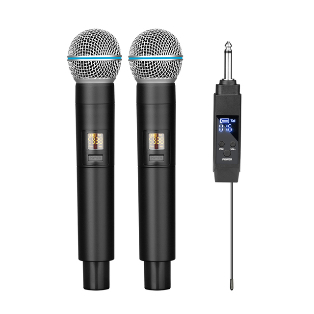 DL2 Professional Dynamic Wireless Microphone Portable Metal Mic for Outdoor Karaoke Stage Performances and Singing