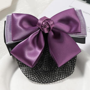 HZM-61249 <span class=keywords><strong>Filet</strong></span> à <span class=keywords><strong>cheveux</strong></span> en maille <span class=keywords><strong>pour</strong></span> <span class=keywords><strong>chignon</strong></span>, avec nœud décoratif, barrette et pince à <span class=keywords><strong>cheveux</strong></span> <span class=keywords><strong>pour</strong></span> femmes - Product Image 4