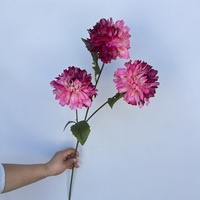 Fleurs artificielles Dahlia Chrysanthème, 3 têtes, fausses fleurs pour mariage, maison, hôtel, arrangement floral, décoration