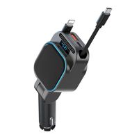 Meilleure vente 96W chargeur de voiture super rapide charge PD ligne rétractable et foudre + QC3.0 et port PD chargeur de voiture SC07