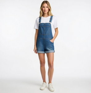 Combinaison en jean pour <span class=keywords><strong>femme</strong></span> Wangsheng 2026, ample, taille mi-haute, multi-poches, bretelles, formelle, été, lavée, unie, en bambou - Product Image 5