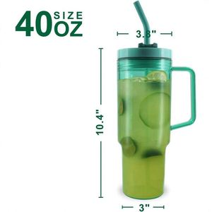40oz Large Capacity <b>Plastic</b> Water <b>Cup</b> Car Straw Juice Glass Outdoor Camping <b>Cup</b> With Handle - Product Image 1