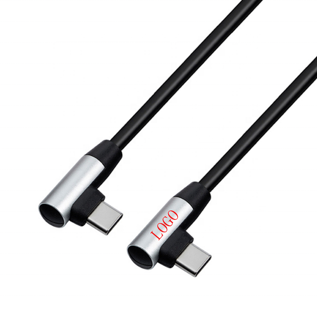 Type C L Shape Male to Male 90 Degree Fast Charging Cable Aluminum Shell Right Angle USB C Data Cable
