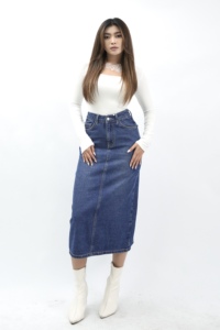 Faldas vaqueras MIDI azules de cintura alta 8848 para mujer, confianza sin esfuerzo para salidas informales perfectas y actualización de moda versátil - Product Image 6