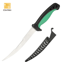 En stock couteau de pêche à manche en caoutchouc souple design personnalisé couteau à filet de pêche OEM