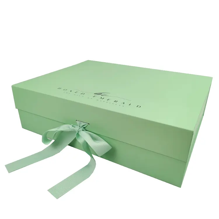Fabricant Prix compétitif Boîte en carton verte Grande Boîte d'expédition magnétique Boîte pliante en papier personnalisée pour vêtements