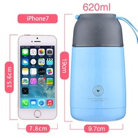 Récipients alimentaires thermos sous vide isolés étanches de 430ml 630ml, flacon alimentaire avec cuillère pliante