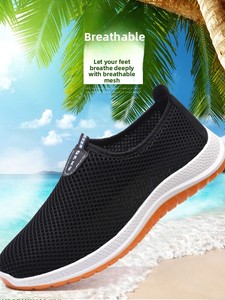 Summer Mesh Slip-On <b>Shoes</b> for Men <b>Soft</b> Rubber Outsole Breathable Non-Slip Wear-Resistant Flat Dad <b>Shoes</b> Middle-Aged Elderly - Product Image 3
