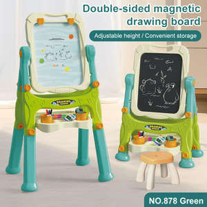 Juego de juguete de tablero de dibujo de doble cara multifuncional, silla pequeña de ajuste de altura para niños, tablero de dibujo educativo 3 en 1 DIY - Product Image 3