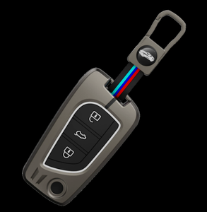 Étui de clé de voiture en alliage de zinc et silicone, modèle PU, protection complète, télécommande intelligente, accessoires de protection en métal - Product Image 1