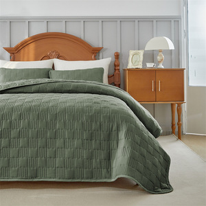 Vỏ chăn Polyester 3 màu rắn đặt hai lớp đệm hai mặt chải vải phong cách Châu Âu chống tĩnh điện - Product Image 6