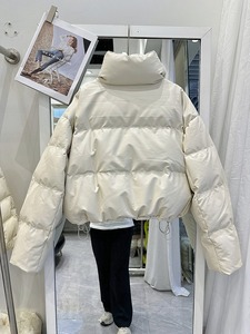 Ohsisa 2025 Women's Short PU Leather Padded Jacket Short Style Zipper Quilted Jacket Winter Warm Thick Puffer <strong>Bubble</strong> <strong>Tops</strong> Coat - Product Image 4