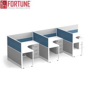 Nuova Tendenza Bianco e Blu L Forma Cluster Ufficio Call Center Workstation Cubicolo Con Design In Vetro (FOH-19BF01) - Product Image 1