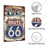 Nouvelle conception Plaque décorative vintage Route 66 en métal imprimé pour garage et bar