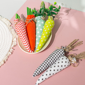 Adornos de Pared Hechos a Mano para Pascua, Estilo Rústico, con Zanahorias, Tela a Cuadros, Decoraciones Coloridas para Fiestas - Product Image 1