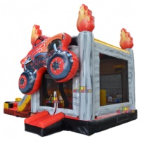 Château gonflable Monster Truck commercial avec toboggan combiné et piscine à jets d'eau, toboggan gonflable pour piscine pour la location de fêtes
