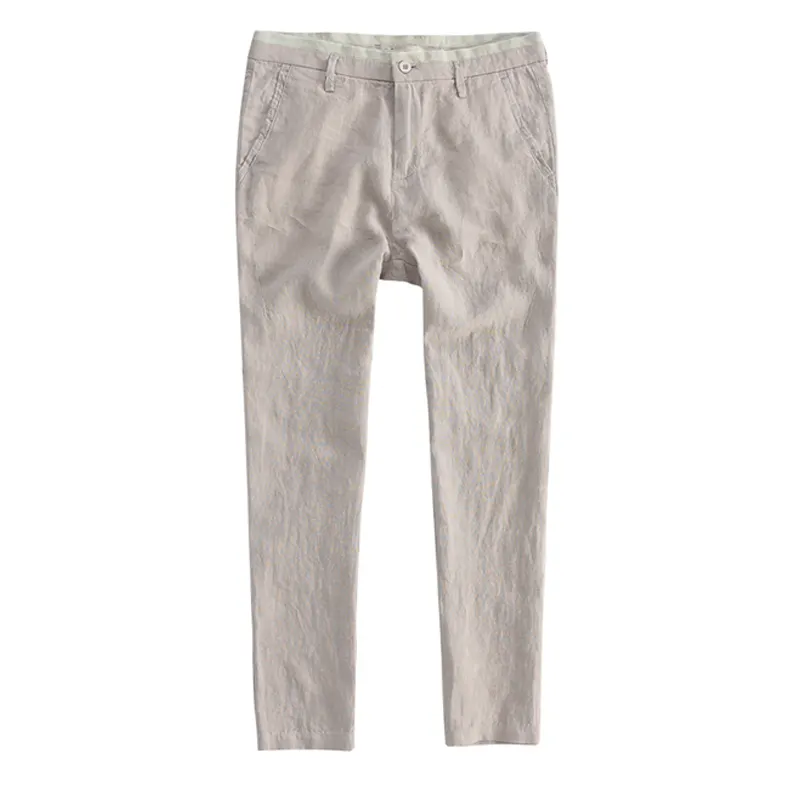 Pantaloni eleganti da uomo traspiranti estivi da uomo in cotone di lino Casual Casual da uomo