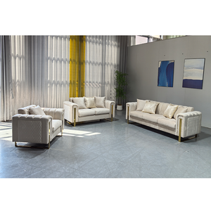 PZCN HOME Set di Divani Moderni di Lusso 1+2+3 in Stile Nordico per Soggiorno con Cuscini e Decorazioni Dorate - Product Image 4