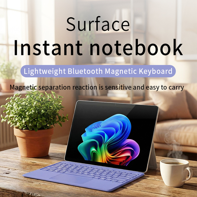 New Wholesale Wireless for 5.3 LED Keyboard with Touchpad and Pencil Holder for Surface Pro 12 Inch 7-RGB Backlit
