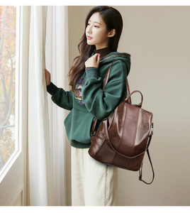 Vintage <b>Backpack</b> Leather Women <b>Backpack</b> Large Capacity School Bag for Girls Leisure Shoulder Bags - Product Image 2