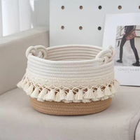 Panier de rangement pliable extra large en corde de coton tressée, fait main, écologique, pour jouets d'enfants, cadeaux, linge, avec poignées